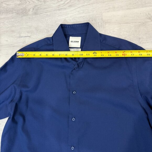 Ben Sherman Slim Fit Navy Blue Casual Button Down Shirt Neck 16 Size L - Picture 11 of 15